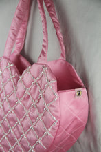 Load image into Gallery viewer, Ivory Blooms Heart Tote- Pink