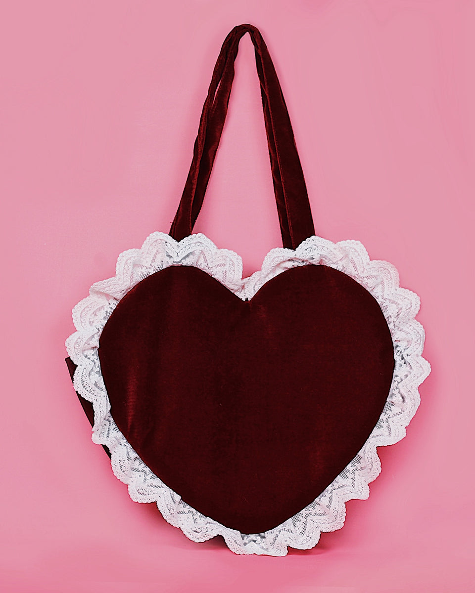 ◆EMIS◆ VELOUR HEART TOTE BAGBEIGE m1037_1334456 VELOUR HEART TOTE BAG-BEIGE - EMIS