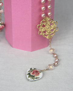 Rosa Necklace- Pink Pearl/White