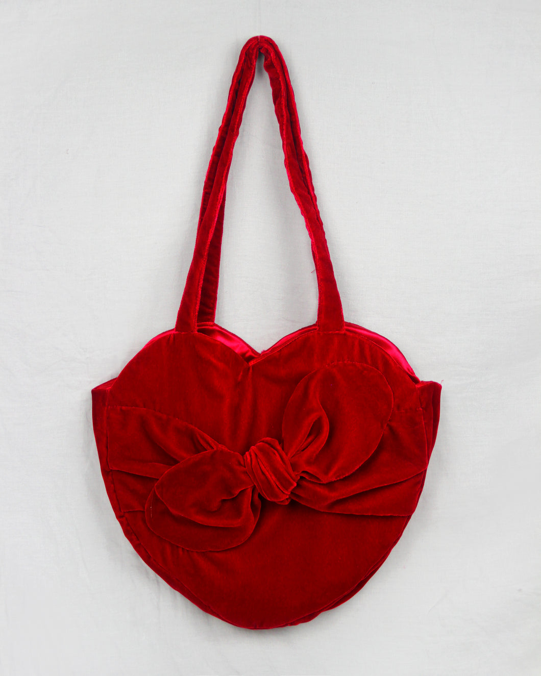 Sweetheart Velvet Bag- Cherry Red
