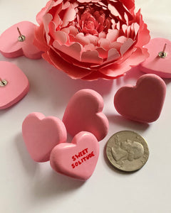 Custom Heart Pin- conversation heart, sweethearts, Valentine's Day, clay pin, cute, pink heart