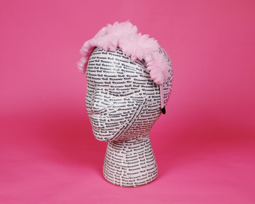 Glitter Flower Headband - Pale Pink