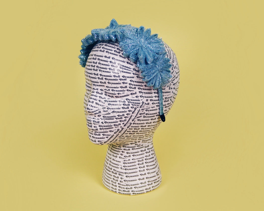 Glitter Flower Headband - Blue