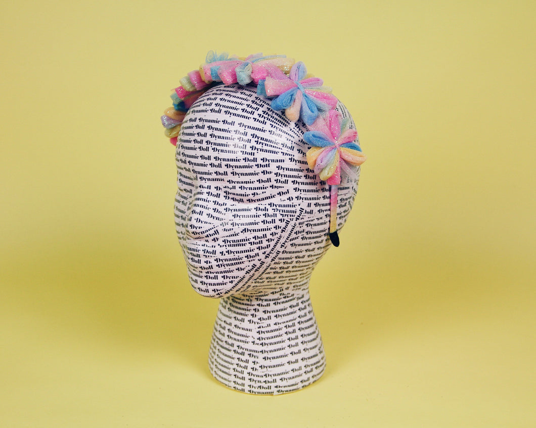 Glitter Flower Headband - Pastel Rainbow